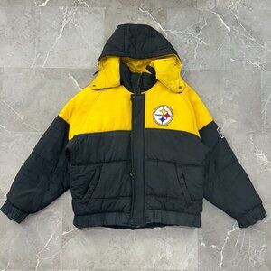 Vintage Pittsburgh Steelers Jacket Mens Medium Pro Player Puffer Colorblock Coat